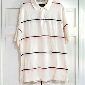 Roundtree & Yorke White Striped Polo Shirt